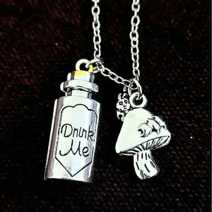 Alice In Wonderland Drink Me Absolem Caterpillar Necklace